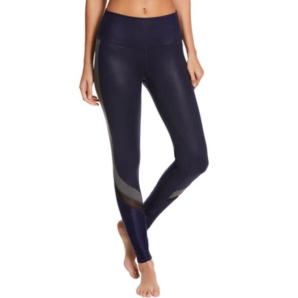 Alo Yoga Elevate Hi-Rise Navy Gray Grey Mesh Leggings XS Yoga Running Ankle - Picture 1 of 7